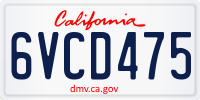 CA license plate 6VCD475