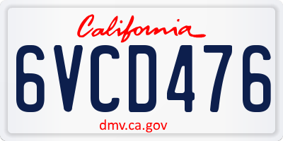 CA license plate 6VCD476