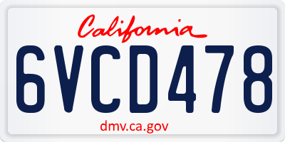 CA license plate 6VCD478