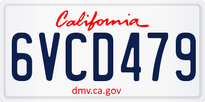 CA license plate 6VCD479