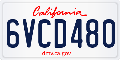 CA license plate 6VCD480