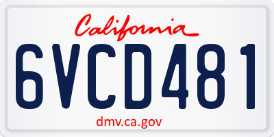 CA license plate 6VCD481
