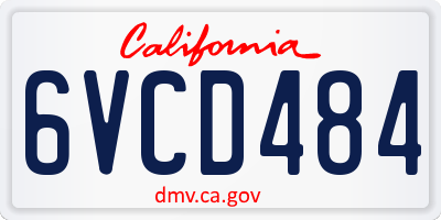 CA license plate 6VCD484