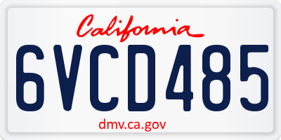 CA license plate 6VCD485