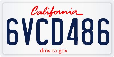 CA license plate 6VCD486