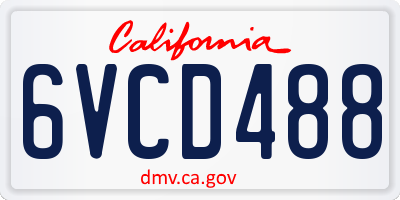 CA license plate 6VCD488