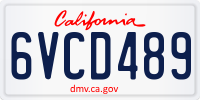 CA license plate 6VCD489