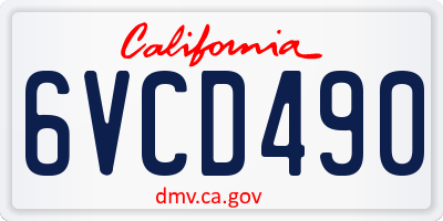 CA license plate 6VCD490