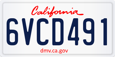 CA license plate 6VCD491