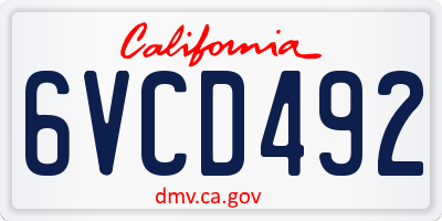 CA license plate 6VCD492