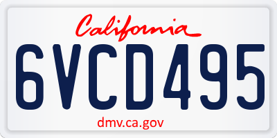 CA license plate 6VCD495