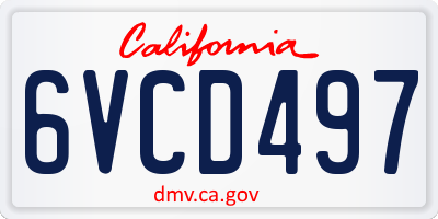 CA license plate 6VCD497