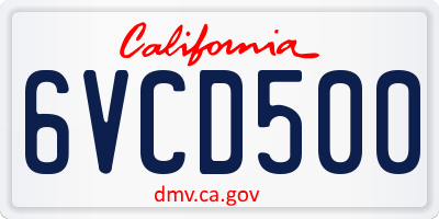 CA license plate 6VCD500
