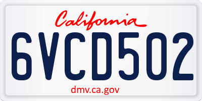 CA license plate 6VCD502