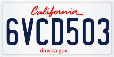 CA license plate 6VCD503