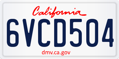 CA license plate 6VCD504