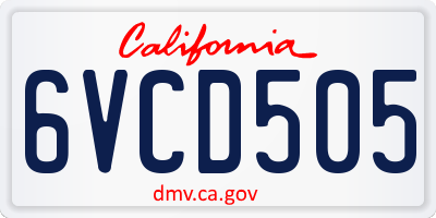 CA license plate 6VCD505