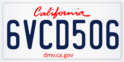 CA license plate 6VCD506