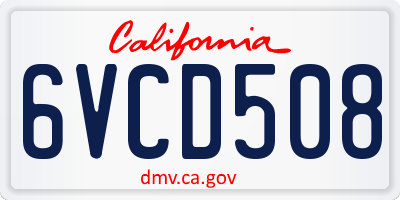 CA license plate 6VCD508