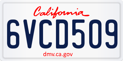 CA license plate 6VCD509