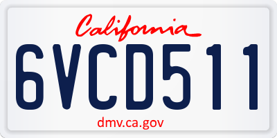 CA license plate 6VCD511
