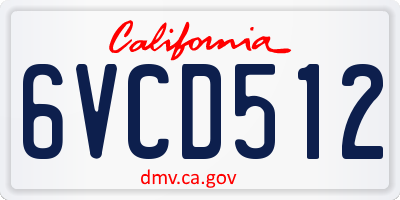CA license plate 6VCD512