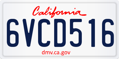CA license plate 6VCD516