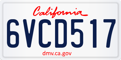 CA license plate 6VCD517