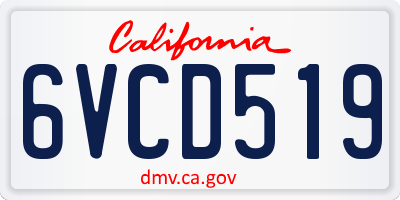 CA license plate 6VCD519