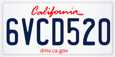 CA license plate 6VCD520