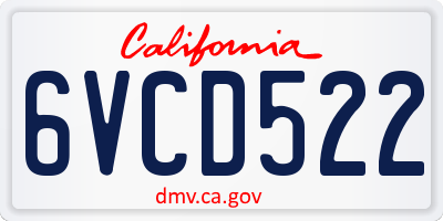CA license plate 6VCD522