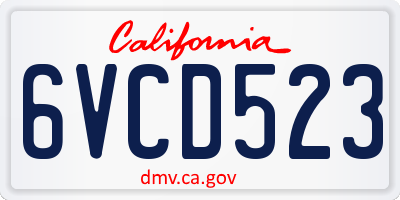 CA license plate 6VCD523