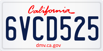CA license plate 6VCD525