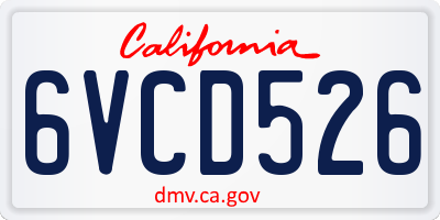 CA license plate 6VCD526