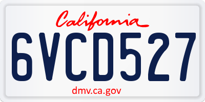 CA license plate 6VCD527