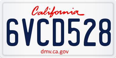 CA license plate 6VCD528