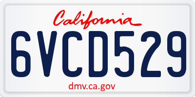 CA license plate 6VCD529