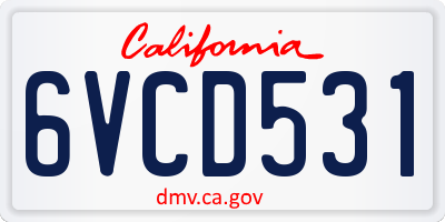 CA license plate 6VCD531