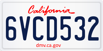 CA license plate 6VCD532