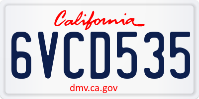 CA license plate 6VCD535