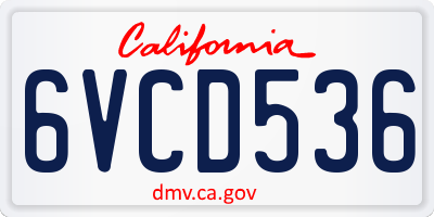 CA license plate 6VCD536