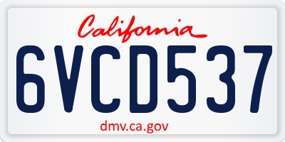 CA license plate 6VCD537