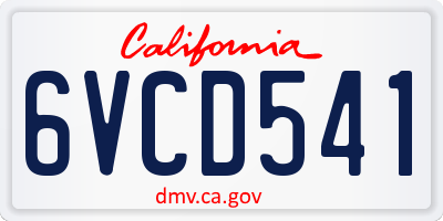 CA license plate 6VCD541