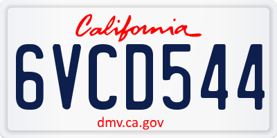 CA license plate 6VCD544