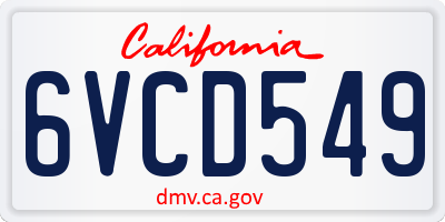 CA license plate 6VCD549
