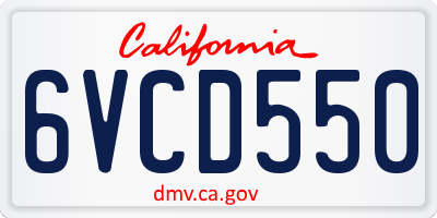 CA license plate 6VCD550
