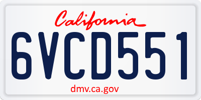 CA license plate 6VCD551
