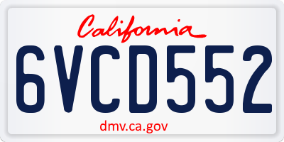 CA license plate 6VCD552