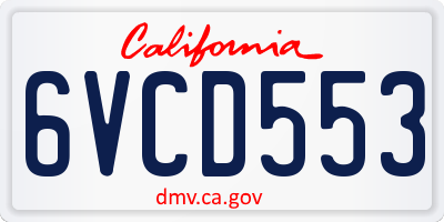 CA license plate 6VCD553
