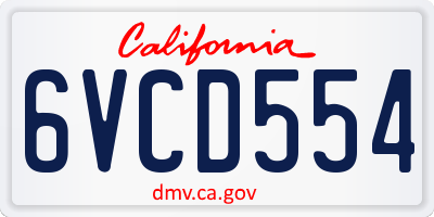 CA license plate 6VCD554
